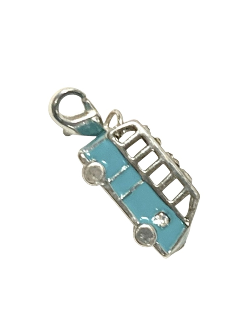 VW Bus Blue, Silver, & Crystal w/Lobster clasp Zipper pull, purse, shoe charm
